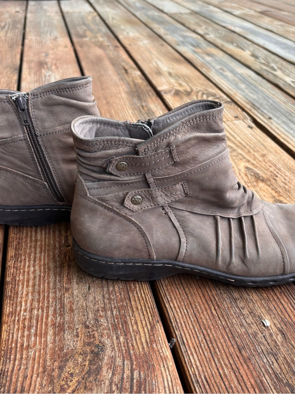 Cobb Hill by New Balance Taupe Ankle Boots with Side Zipper